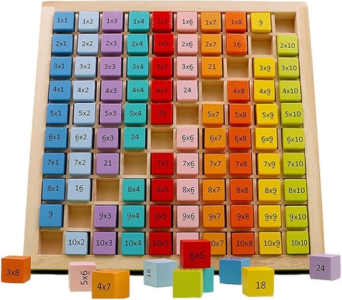 Umbresen Wooden Multiplication Board Game, 100 Cubes Blocks Montessori 10x10 Times Table Tray wit... | Amazon (US)