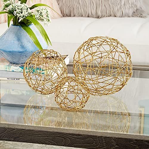 CosmoLiving by Cosmopolitan Contemporary Metal Round Sculptures, Set of 3, 4", 6", 8"D, Gold | Amazon (US)