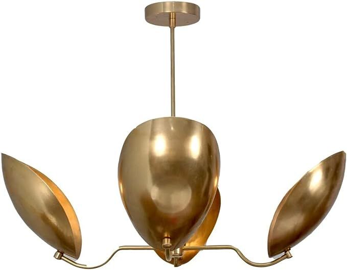 4 Light Curved Perforated Shades Pendant Mid Century Modern Raw Brass Sputnik Chandelier Light Fi... | Amazon (US)