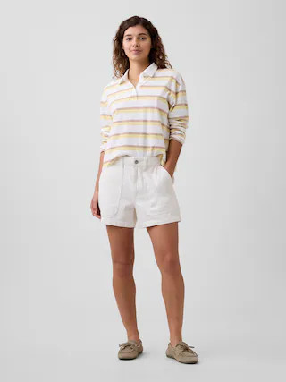 4" High Rise Soft Denim Utility Shorts | Gap Factory