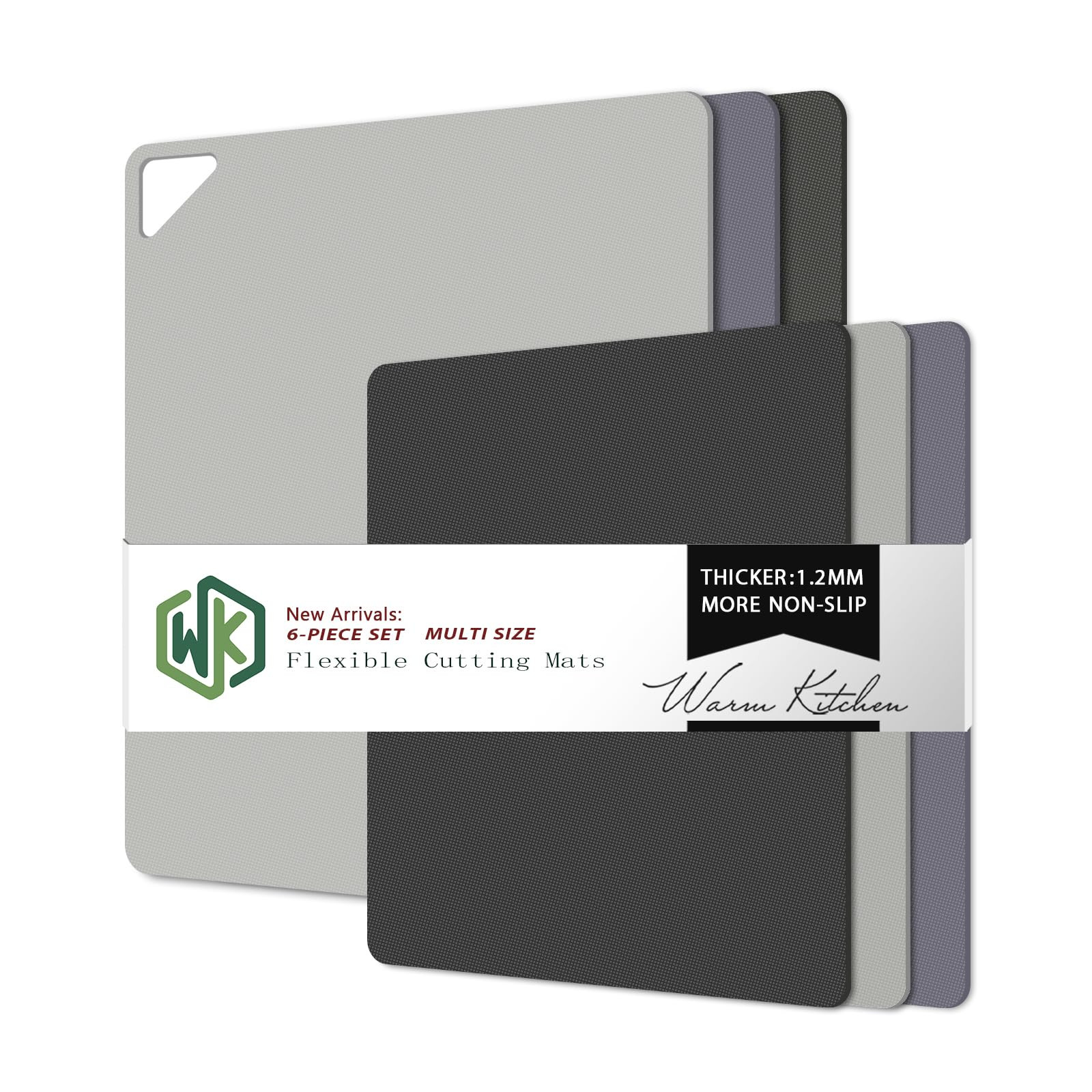 WK Flexible Plastic Cutting Boards for Kitchen 6 Pieces, Cutting Board Set of 6, Non Slip Cutting... | Amazon (US)