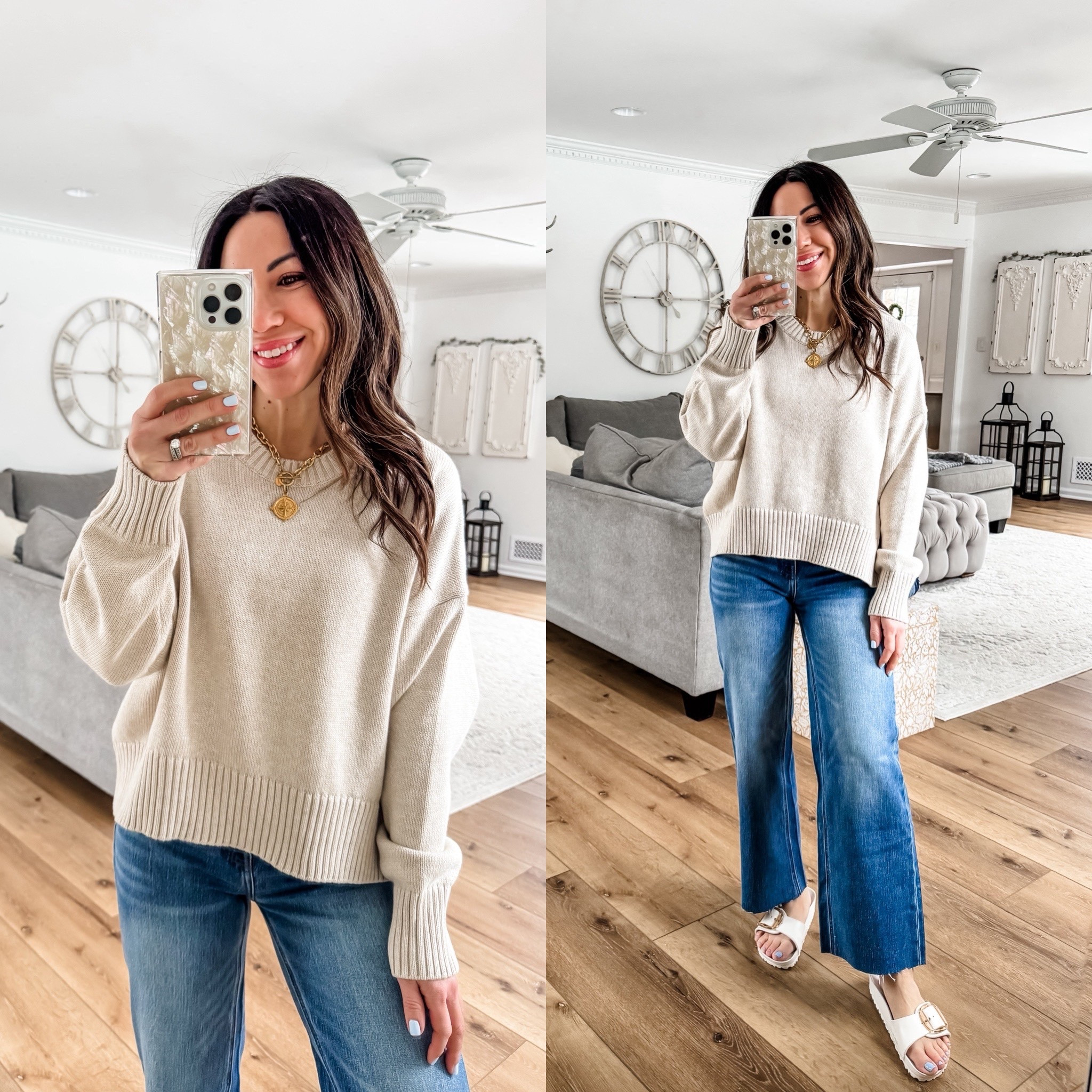 Small sweater. 25 jeans. I cut them.

#LTKOver40 #LTKPetite