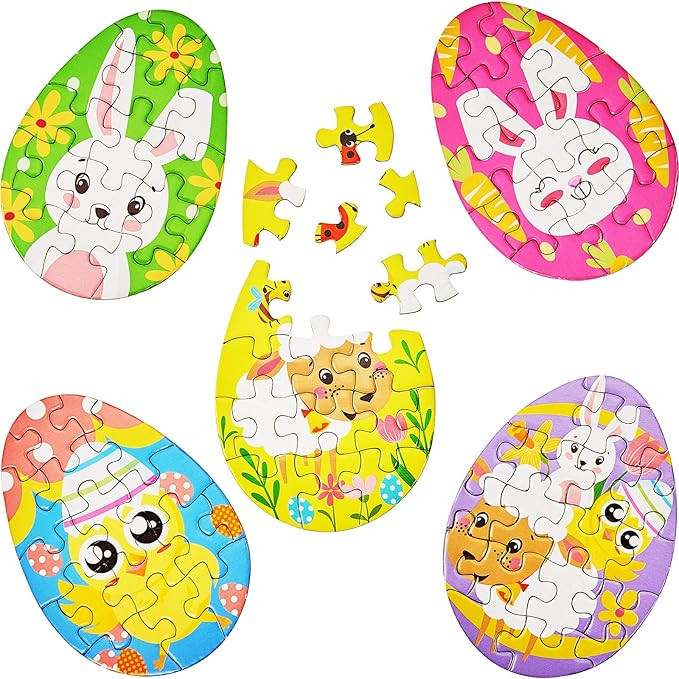 20 Pieces Mini Easter Puzzles Easter Egg Fillers Bunny Chicks Hatching Printed Mini Puzzles Class... | Amazon (US)