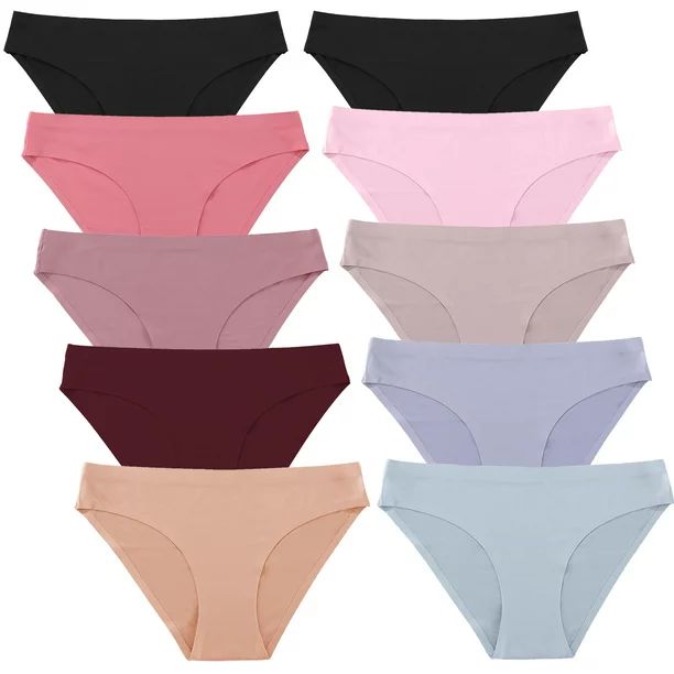 FINETOO 10 Pack Seamless Underwears For Women No Show Bikini Panties Invisibles Briefs Soft Stret... | Walmart (US)