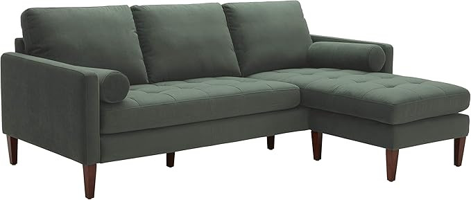 Amazon Brand – Rivet Aiden Mid-Century Modern Velvet Reversible Sectional Sofa (86") - Hunter G... | Amazon (US)