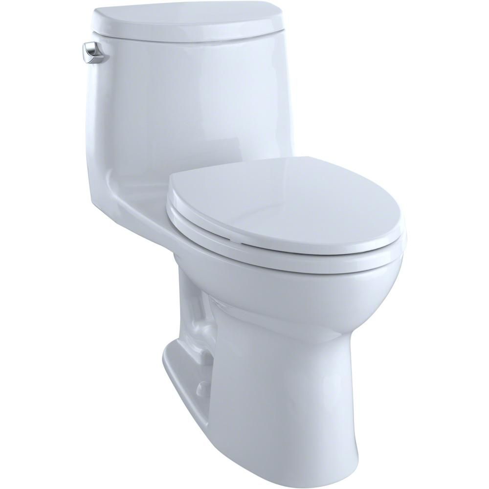 UltraMax II 1-Piece 1.28 GPF Single Flush Elongated Toilet with CeFiONtect in Cotton White | The Home Depot