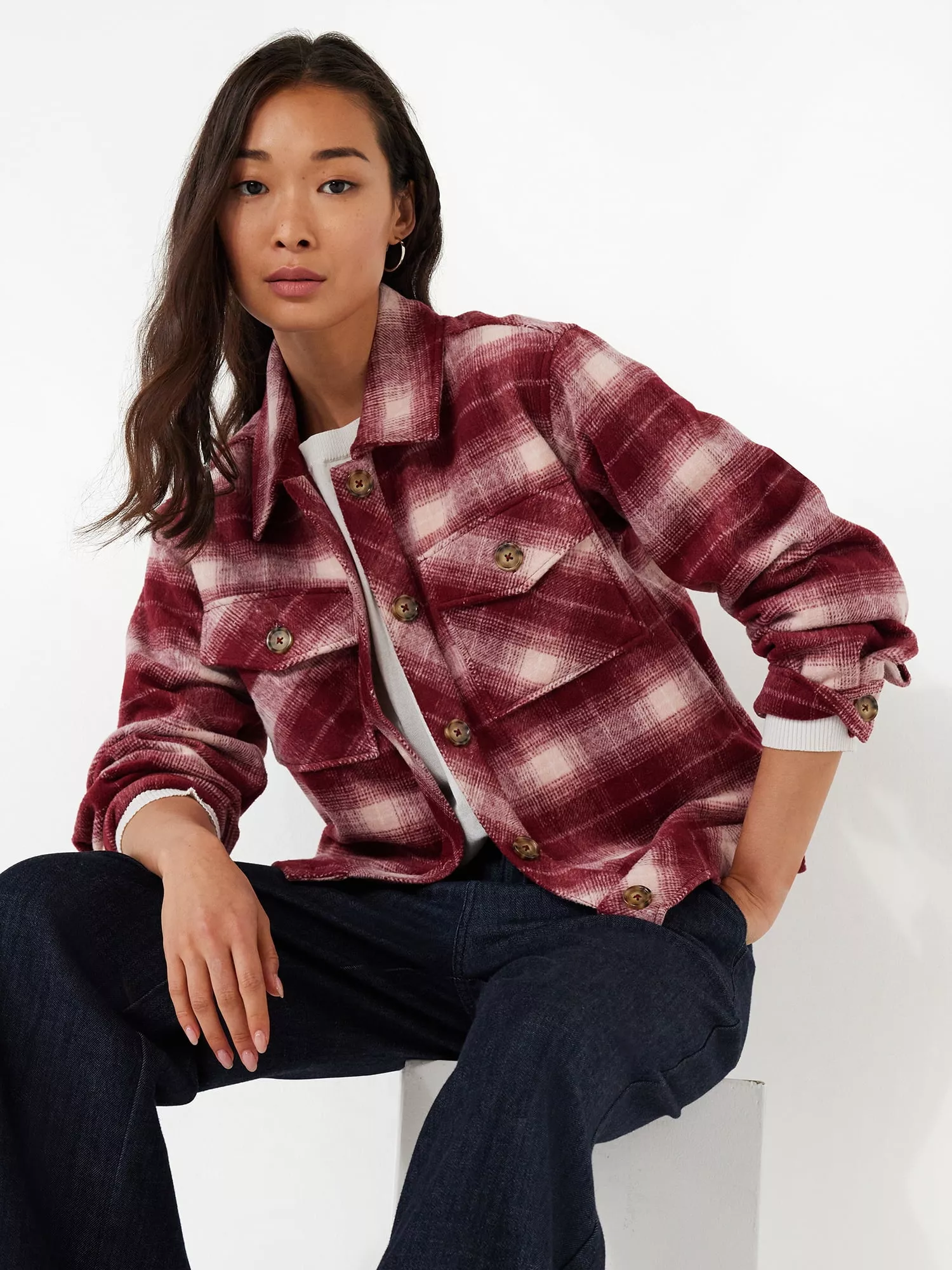 Time and Tru Women's Flannel Shirt, Sizes Xs-3xl, Size: Large, Red