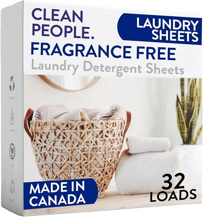 The Clean People Fragrance Free Laundry Detergent Sheets - Laundry Soap - Ultra Concentrated, Rec... | Amazon (US)
