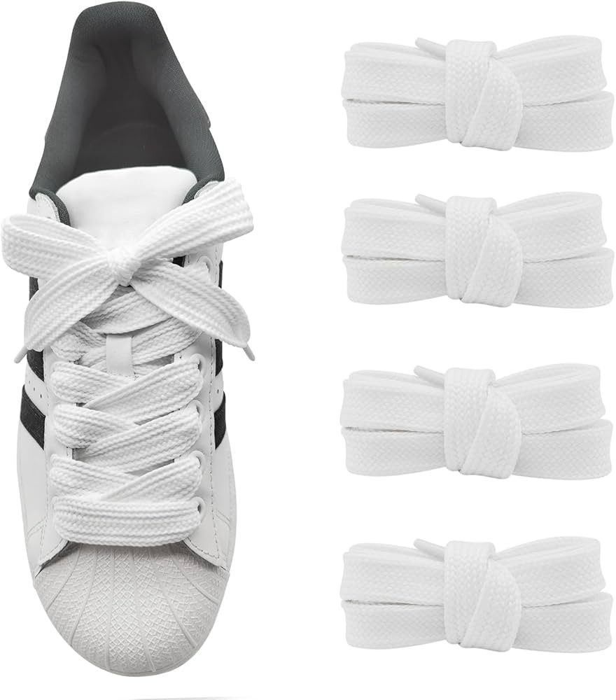 UamGlsob 2 Pairs 3/4''Fat Shoe Laces, 36''-63''Length Flat Thick Wide Jumbo Shoelaces Replacement... | Amazon (US)