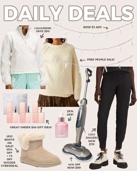 Daily deals! Extended cyber Monday deals from Lululemon, Target, UGG and more! 

#dailydeals

Lululemon pullover. Lululemon joggers. Lululemon sale. Free People tunic sweater. NARS lip gift set. Bissell steam mop. UGG boots on sale. Target holiday string lights  

#LTKHoliday #LTKstyletip #LTKCyberWeek