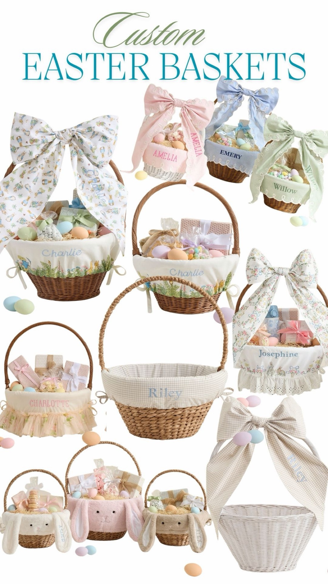 Custom Easter baskets from pottery barn kids

Bows
Basket liner
Love Shack Fancy

#LTKmomlife #LTKSaleAlert #LTKKids