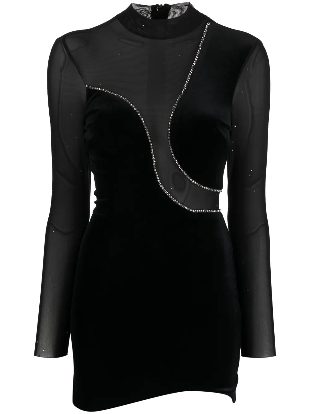 NISSA crystal-embellished Velvet Minidress - Farfetch | Farfetch Global