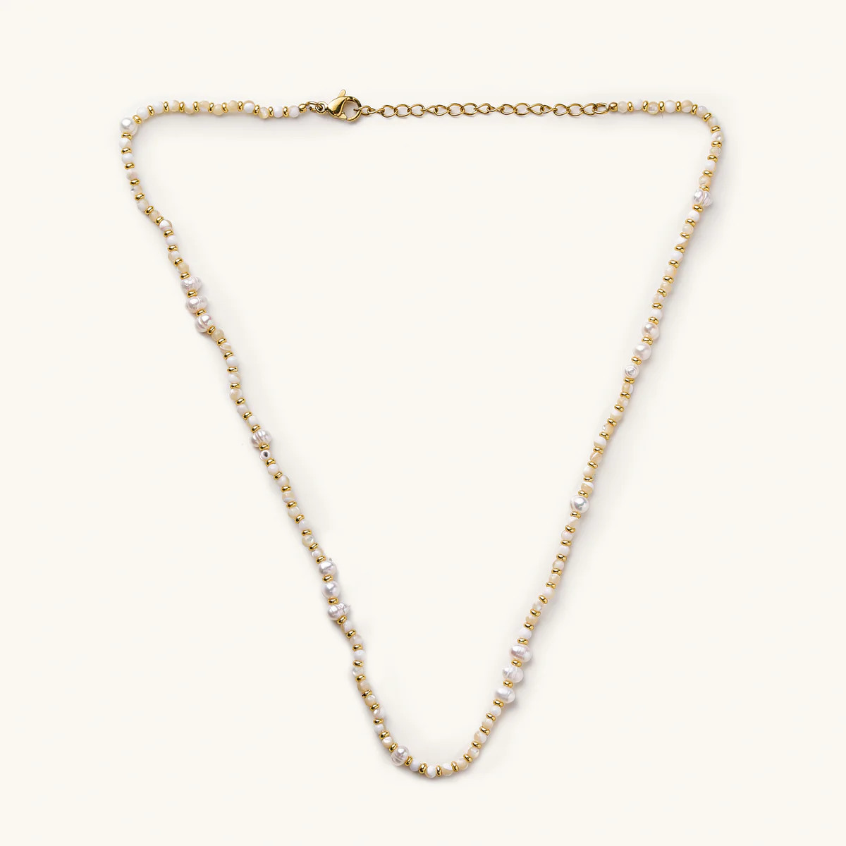 Gabby White Bead and Pearl Necklace- Gold | Nikki Smith Designs