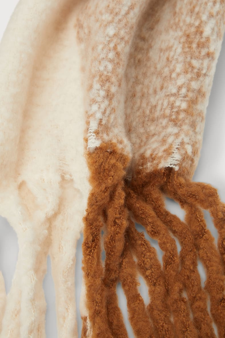 Cozy Addition Brown Multi Marled Plaid Fringe Oversized Scarf | Lulus