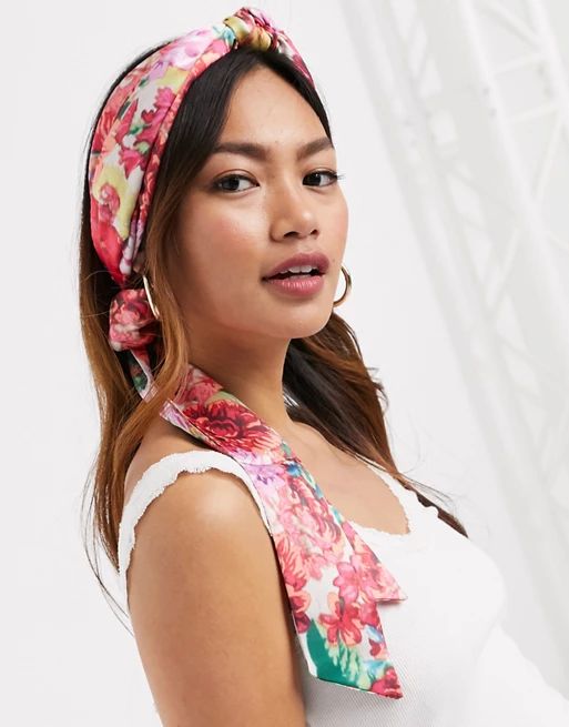ASOS DESIGN floral knot front headscarf in multi | ASOS (Global)