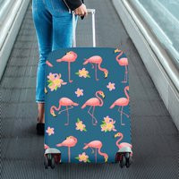 Flamingo Luggage Cover, Flowers Pink Tropical Blue Aesthetic Print Suitcase Carry On Bag Washable Protector Travel Designer Zipper Gift | Etsy (US)