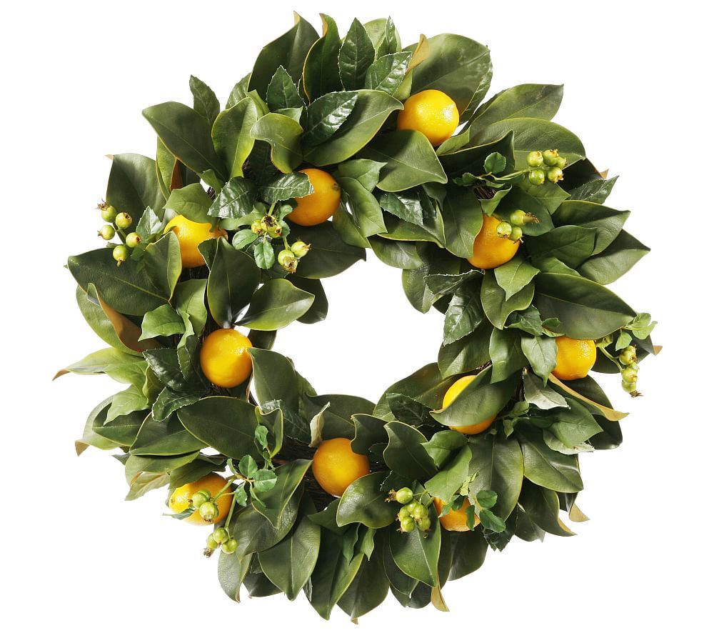 Faux Magnolia & Lemon Wreath, 24" | Pottery Barn (US)