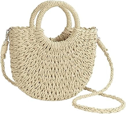 JOLLQUE Straw Beach Bag for Women, Summer Handwoven Tote Bags Purse with Tassel,Top Handle Straw ... | Amazon (US)