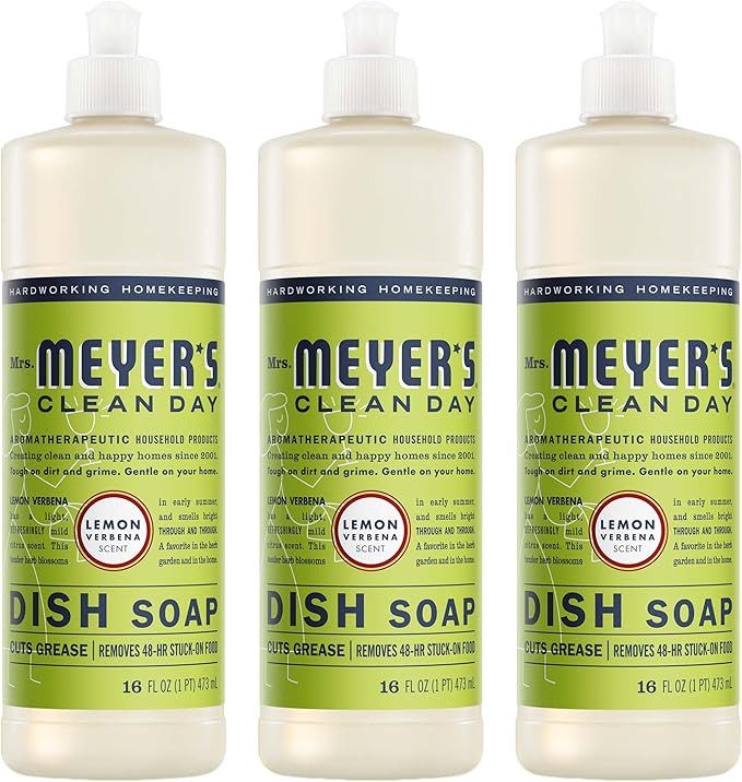 MRS. MEYER'S CLEAN DAY Liquid Dish Soap, Lemon Verbena, 16 fl. oz - Pack of 3 | Amazon (US)