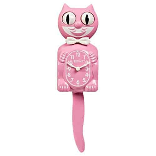 Kit Cat Klock® Limited Edition Pink Satin kit - Iconic Retro Cat Clock with Moving Eyes and Tail, Battery Operated Wall Clock, Made in USA, Perfect for Home Decor, Mid-Century Modern Clock | Amazon (US)