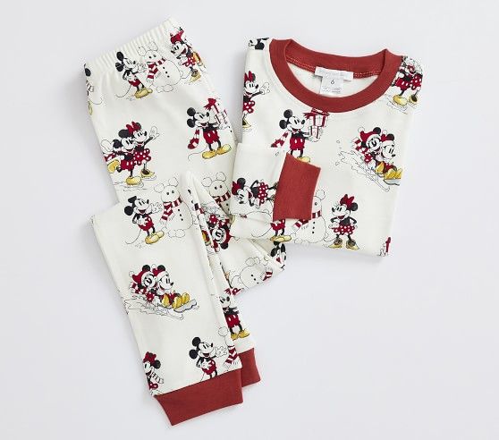 Disney Mickey Mouse Holiday Organic Pajama Set | Pottery Barn Kids