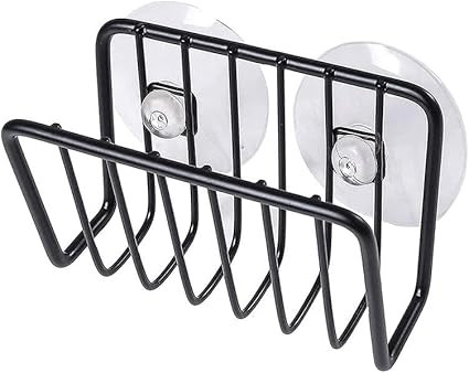 Toplife Kitchen Sink Suction Holder for Sponges, Scrubbers, Soap (Black) | Amazon (US)