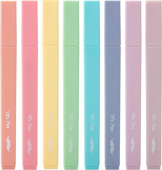 Mr. Pen- Aesthetic Cute Pastel Highlighters Set, 8 pcs, Chisel Tip, Candy Colors, No Bleed Bible ... | Amazon (US)