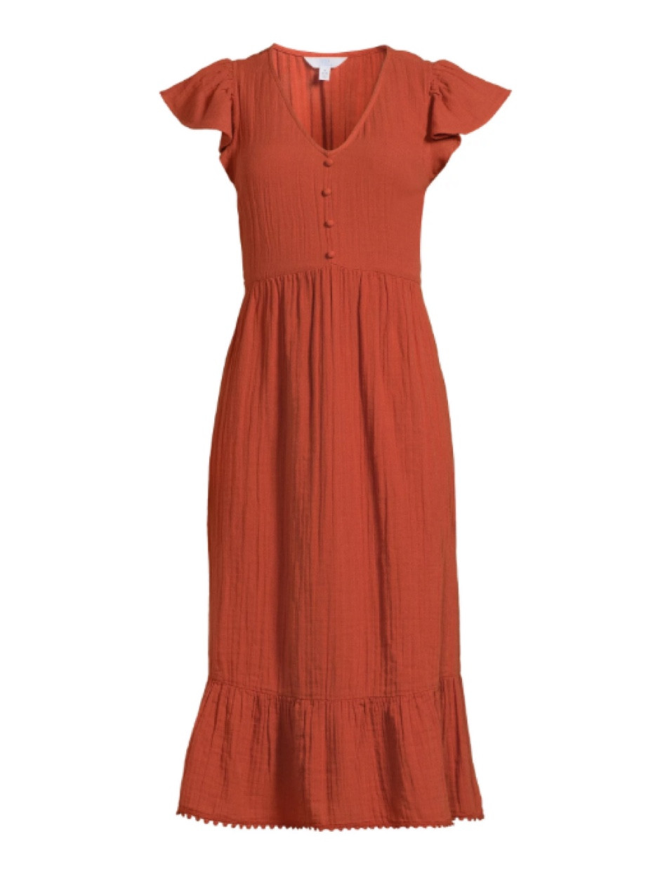 Fall time and true dresses at Walmart! Flutter sleeve fall dress 