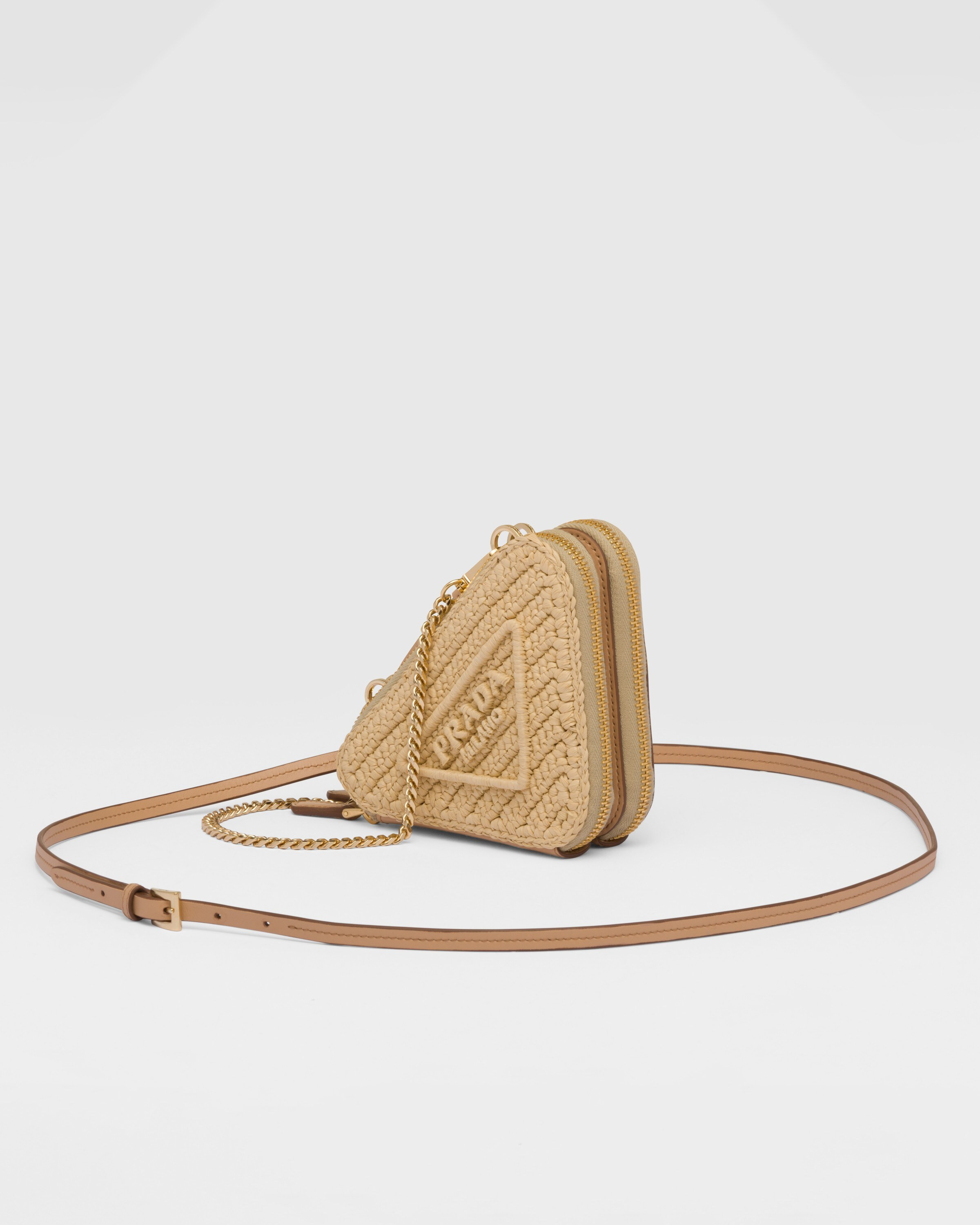 Crochet and leather mini-pouch | Prada Spa US