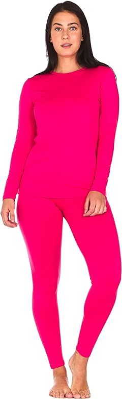 Thermajane Long Johns Thermal Underwear for Women Fleece Lined Base Layer Pajama Set Cold Weather | Amazon (US)