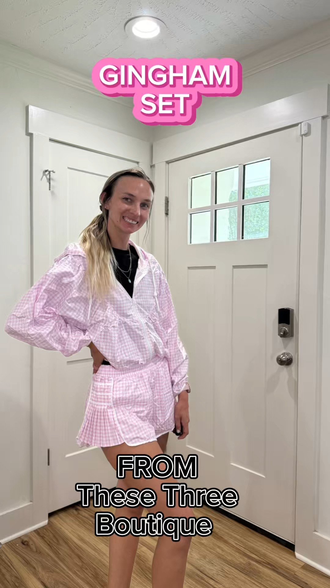 Obsessed with this pink gingham set from @thesethreeboutique 💕 The windbreaker material is lightweight, comfy, and perfect for travel days, beach hangs, or just running around town. Gingham is the trend this season, and this set checks all the boxes ✅🌸 #addtocart #basicblackTshirt #automet
#GinghamTrend #OOTD #TheseThreeStyle #MatchingSet #WindbreakerStyle #TravelOutfit #BeachReady #EverydayStyle #SummerLook #TrendAlert #PinkGingham #BoutiqueStyle #SetGoals

#LTKStyleTip #LTKFindsUnder100 #LTKSeasonal