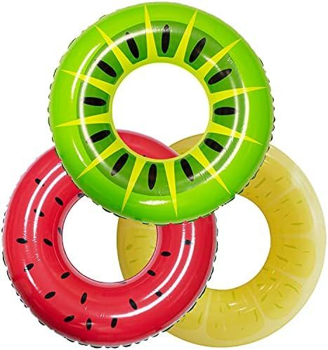 JOYIN Inflatable Swim Tube Raft (3 pack) with Summer Fruits Painting, Pool Toys for Swimming Pool... | Amazon (US)