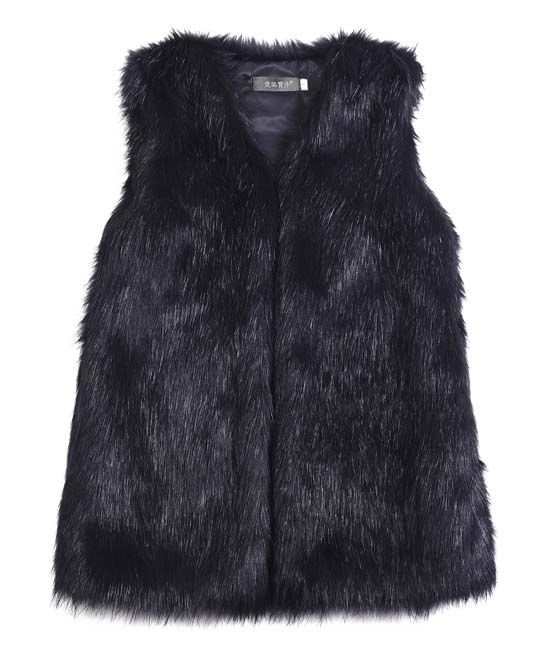 Ailubaodan Women's Overcoats black - Black Pocket Faux Fur Vest - Women | Zulily