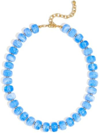Beaded necklace for Women Boho Bead Gemstone Chunky Necklace Big Bead Necklace Fashion Trendy Sum... | Amazon (US)