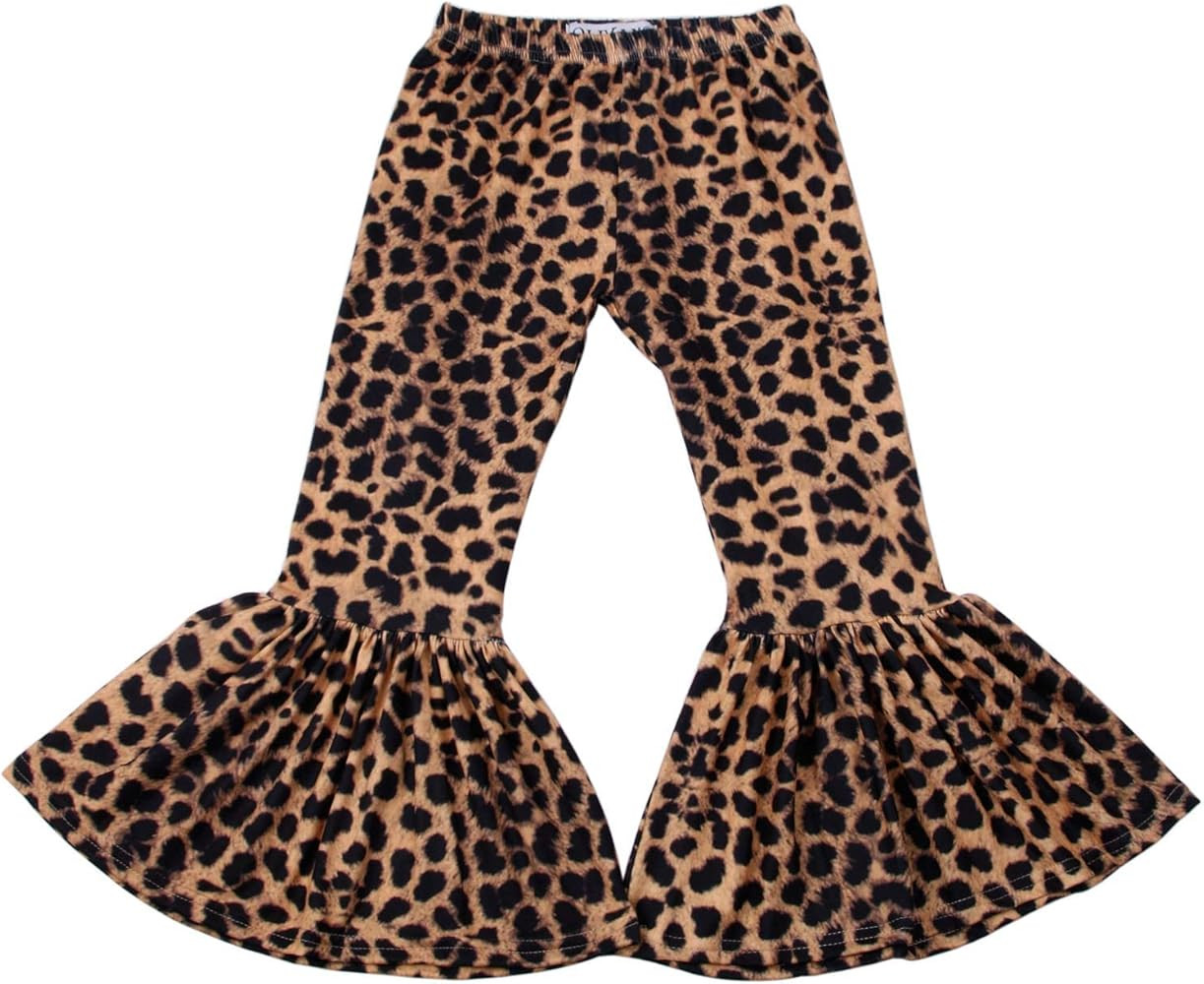 Girls Ruffle Leggings Leopard Print Bell Bottoms Flare Pants | Amazon (US)