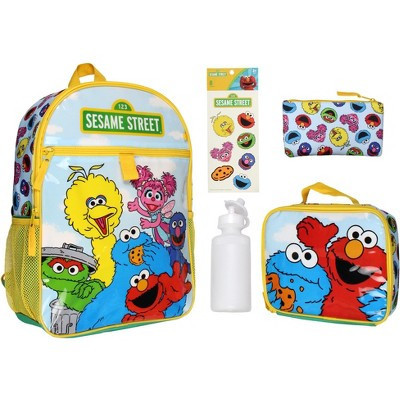 Sesame Street Backpack Big Bird Oscar Elmo 5-Piece Lunchbox Pencil Case Water Bottle Stickers School Travel Book Bag | Target