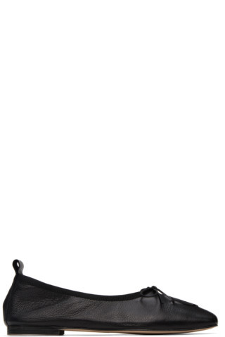 Black Square Toe Ballerina Flats | SSENSE
