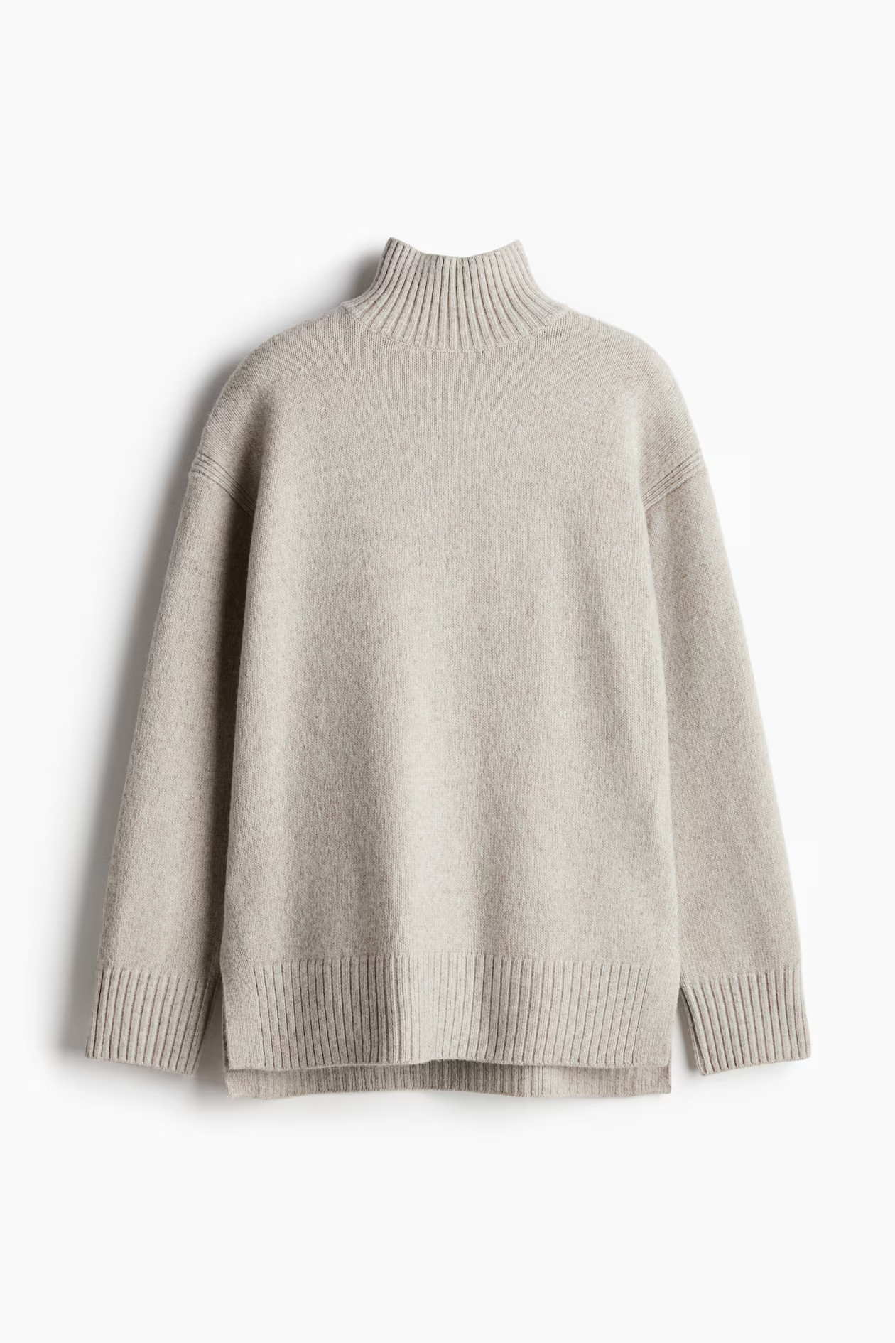 Jersey oversize de cuello alto - Beige claro jaspeado - MUJER | H&M ES | H&M (FR, IT, ES, PT, BE)