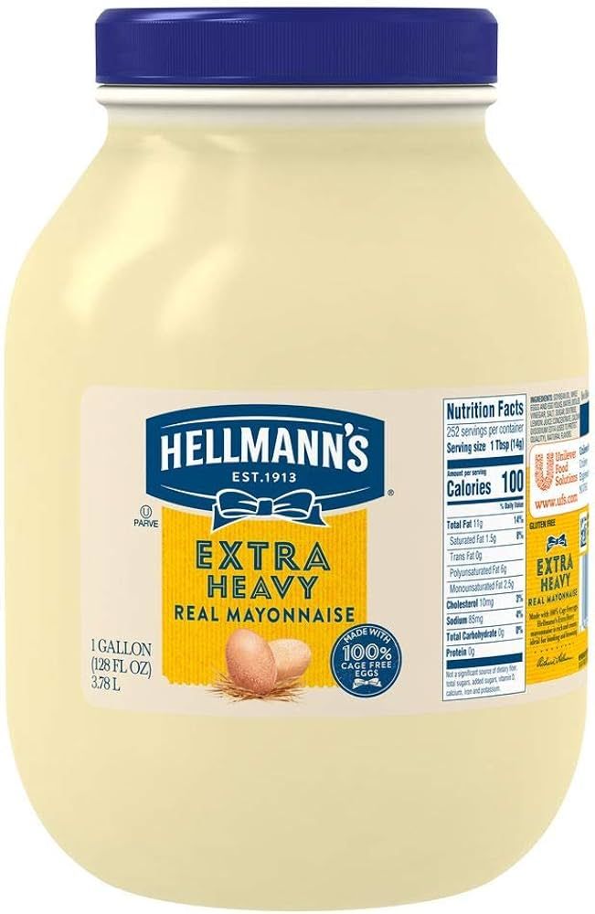 Hellmann's Extra Heavy Mayonnaise Jar Made with 100% Cage Free Eggs, Gluten Free, 1 gallon | Amazon (US)