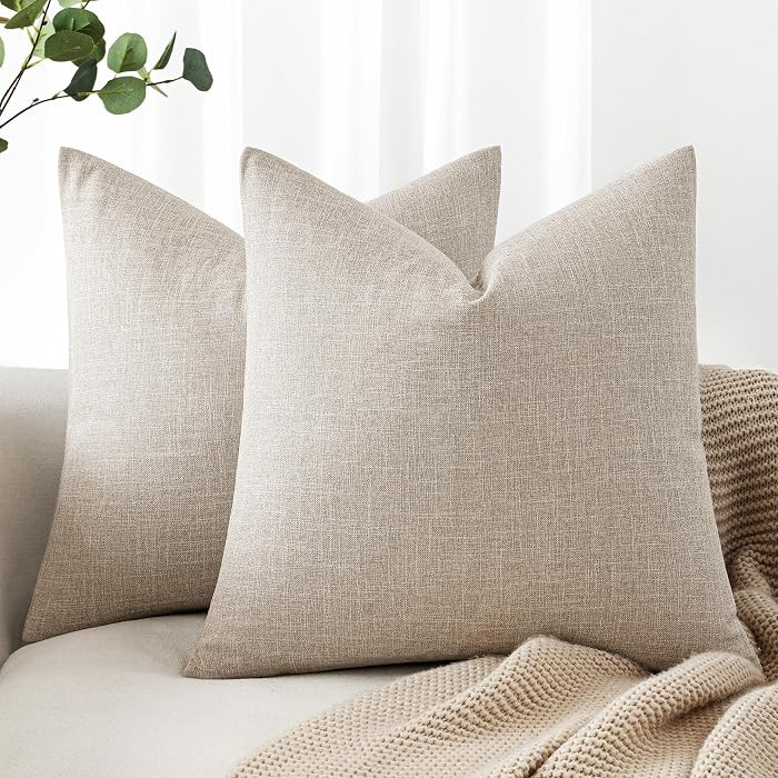 MIULEE Pack of 2 Taupe Decorative Linen Burlap Pillow Covers 16x16 Inch | Amazon (CA)