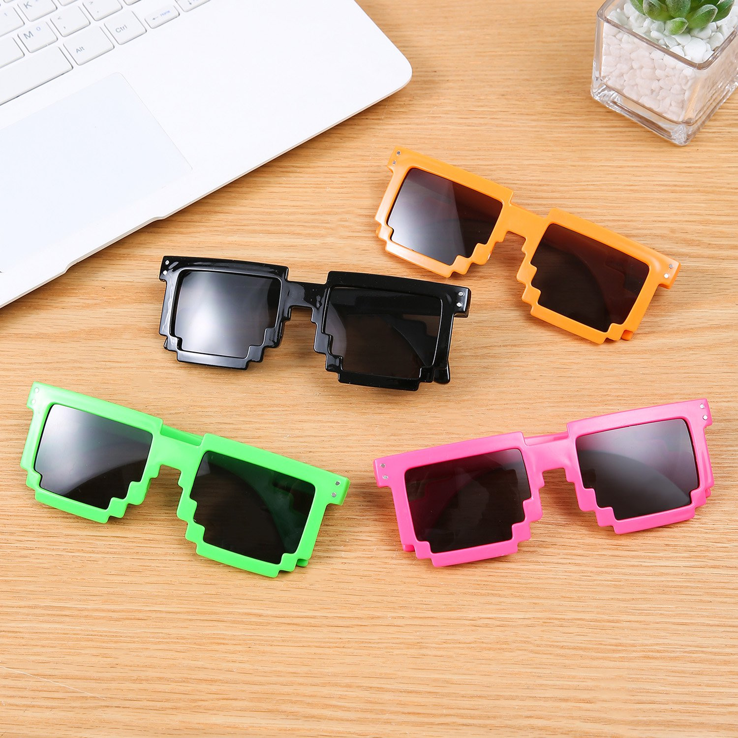 Way to Celebrate Pixel Glasses 4 Pack - Neon Colors Party Favors, Party Toys, Silicone Eye Wears | Walmart (US)