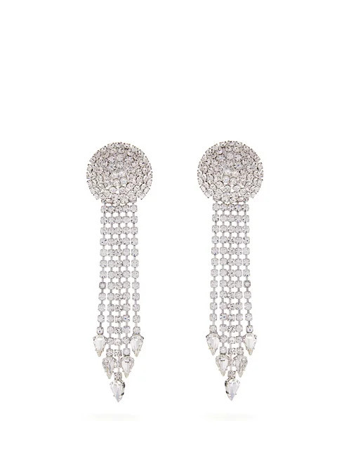 Alessandra Rich - Fringed Crystal-embellished Earrings - Womens - Crystal | Matches (UK)