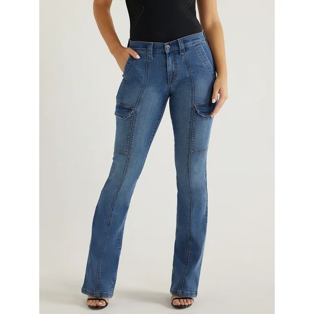 Sofia Jeans Women's Marisol Bootcut Mid Rise Cargo Jeans, 32.5" Inseam - Walmart.com | Walmart (US)