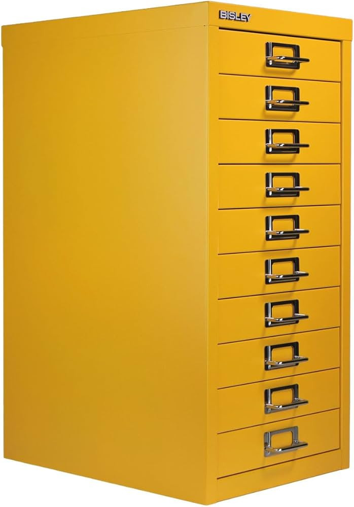 Bisley 10-Drawer Steel MultiDrawer Cabinet - Golden Sunflower Yellow, Chrome Pull Handles with La... | Amazon (US)