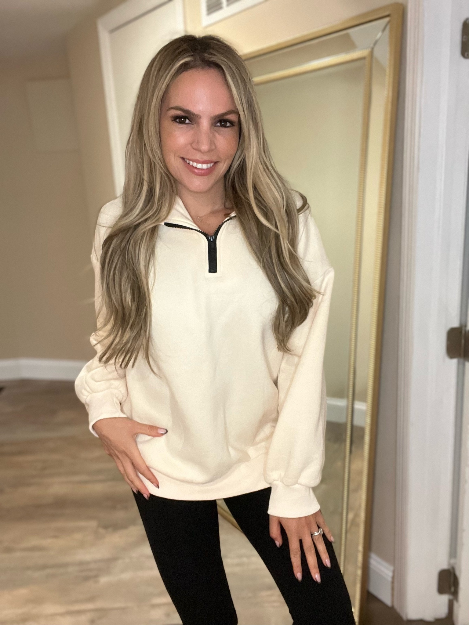 White oversized zipper sweatshirt casual fall style

#LTKfindsunder50 #LTKstyletip #LTKSeasonal