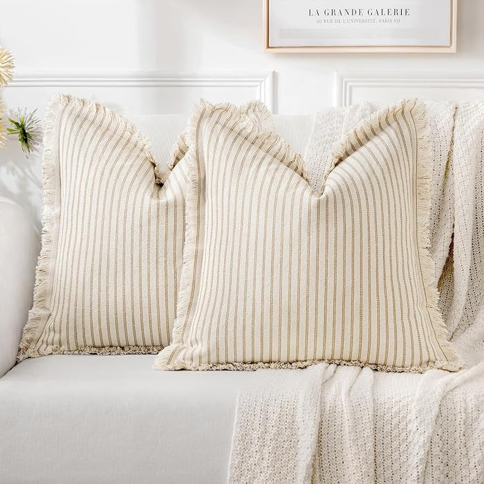 MIULEE Pack of 2 Khaki Throw Pillow Covers Couch Farmhouse 18x18 Inch | Amazon (CA)