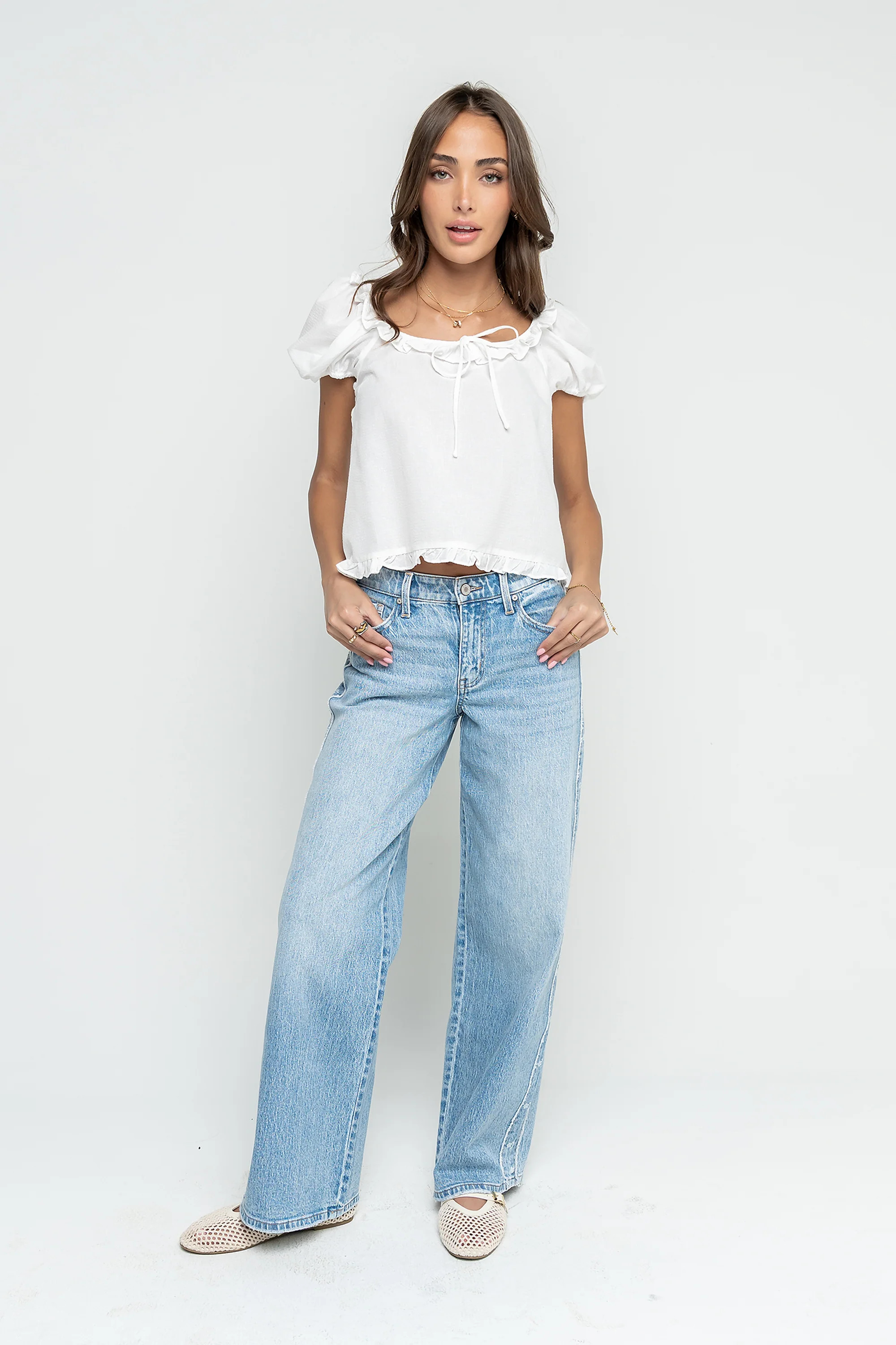 Gracey Ruffle Blouse in White | Böhme US