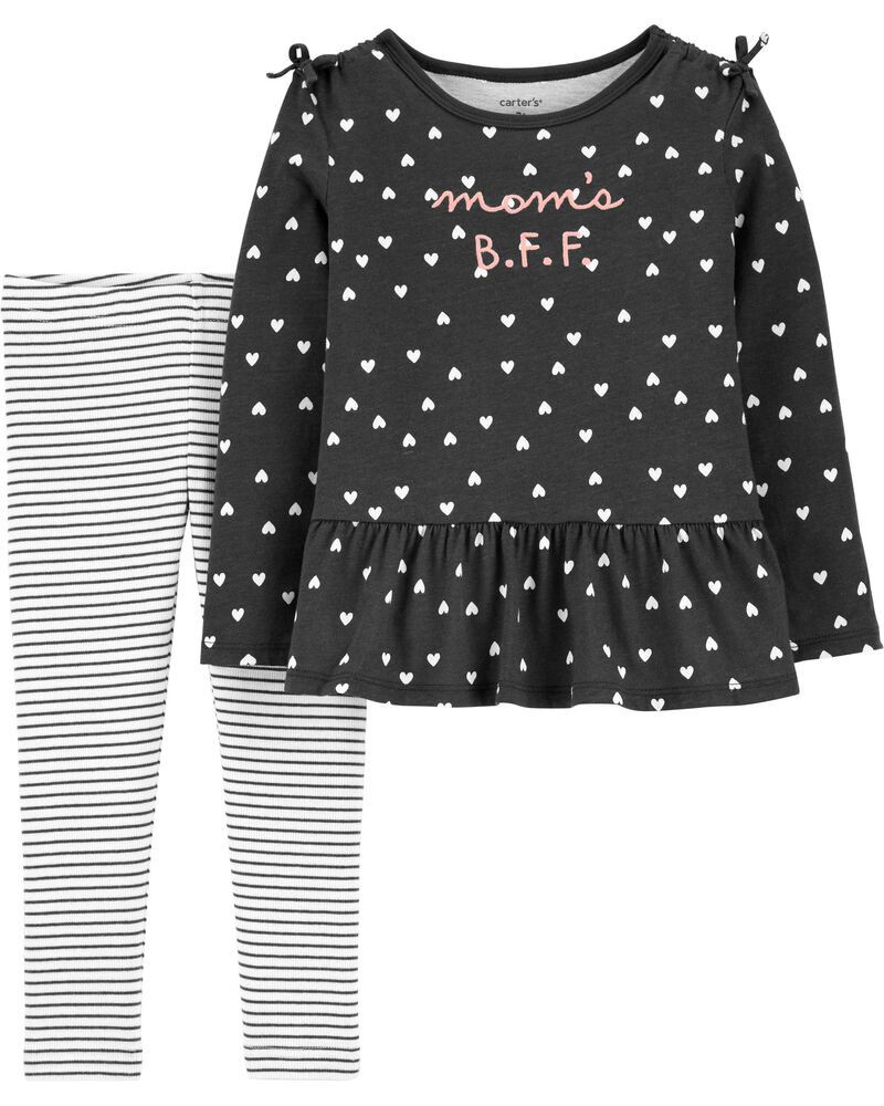 2-Piece Polka Dot Jersey Top & Striped Legging Set | Carter's