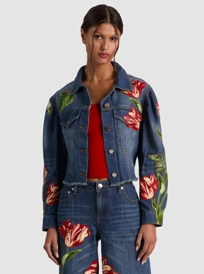 Elijah Embroidered Denim Jacket - Freyja Blue/Soft Tulip | Alice + Olivia