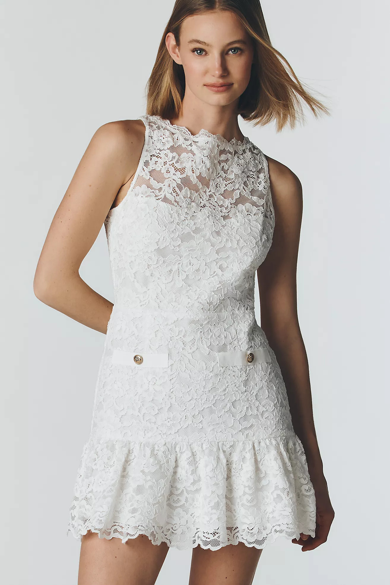 Saylor Drusilla Lace Drop-Waist Mini Dress | Anthropologie (US)